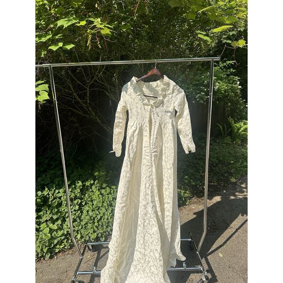 1960’s Wedding Dress Classy Flower Print Train Button Up Vintage Size Small - Picture 9 of 16